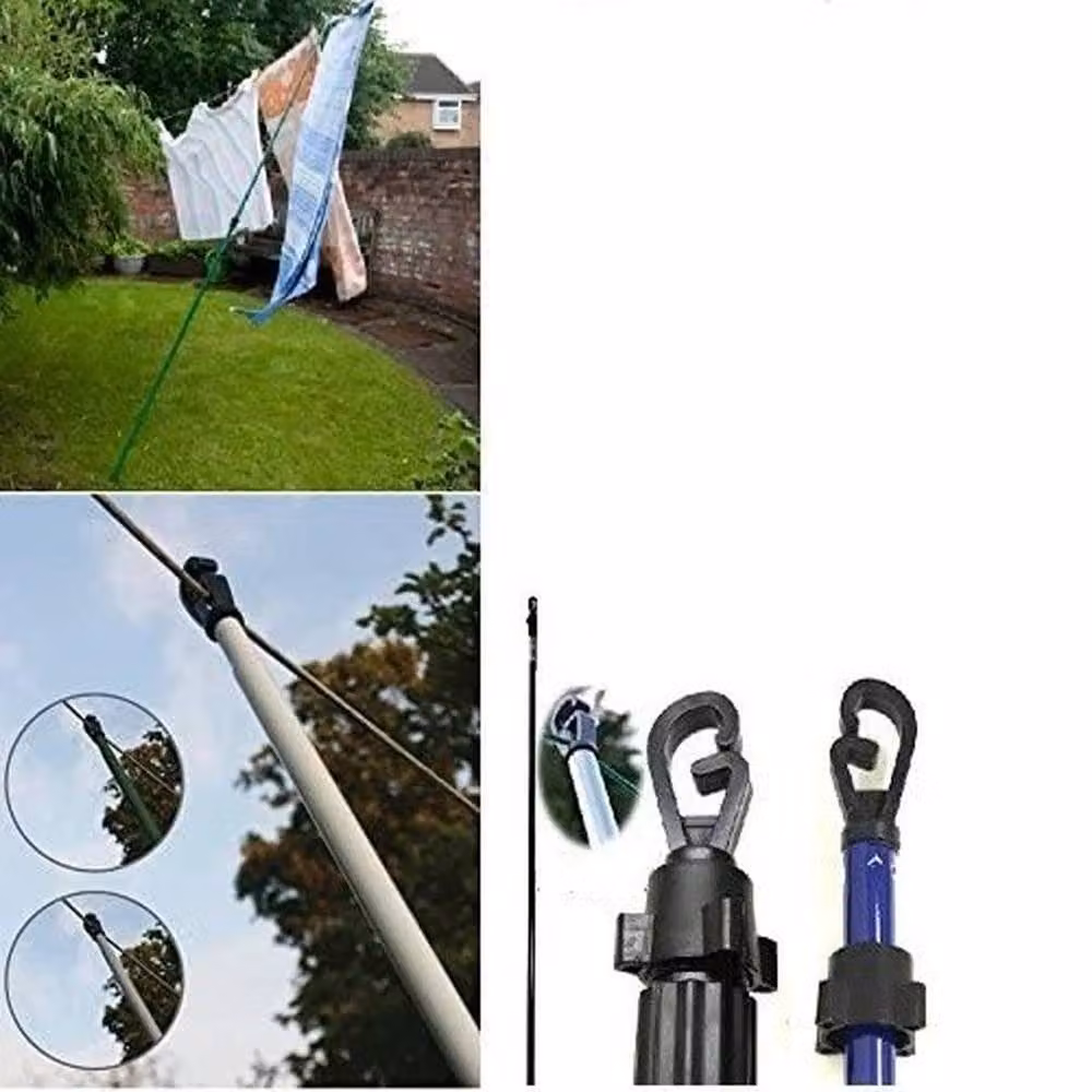 FLAVORA 3-Piece Adjustable Extending Clothes Washing Line Poles in Dark Blue – 2