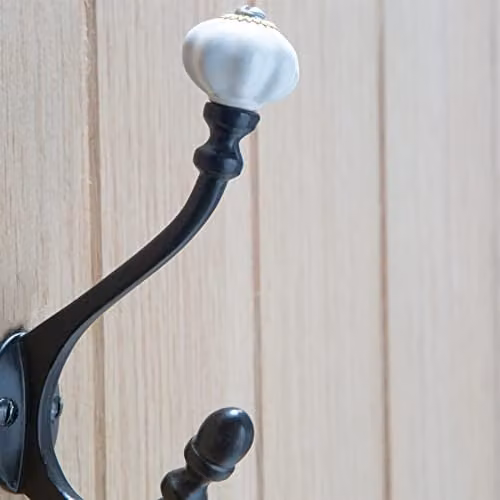Hammer and Tongs Black Ceramic Flower Hat and Coat Wall Hook, Pack of 10, H: 14 cm – 2
