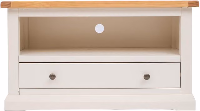 Cabinet Bits Castelli White 1 Drawer TV Cabinet with Brass Knob