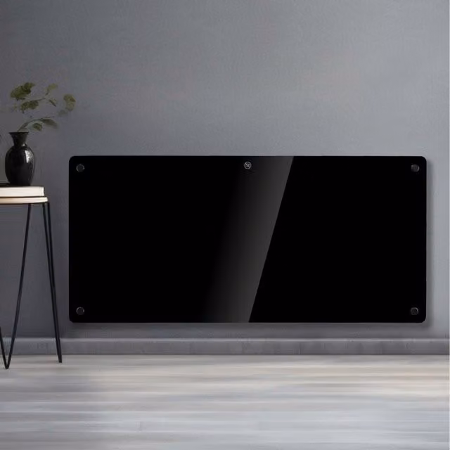Futura 2000W Electric Glass Panel Convector Heater, Black, Wall Mounted or Freestanding