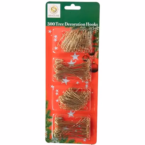 Shatchi 300-Piece Gold Metal Hanging Hooks for Christmas and Halloween Decorations – 5