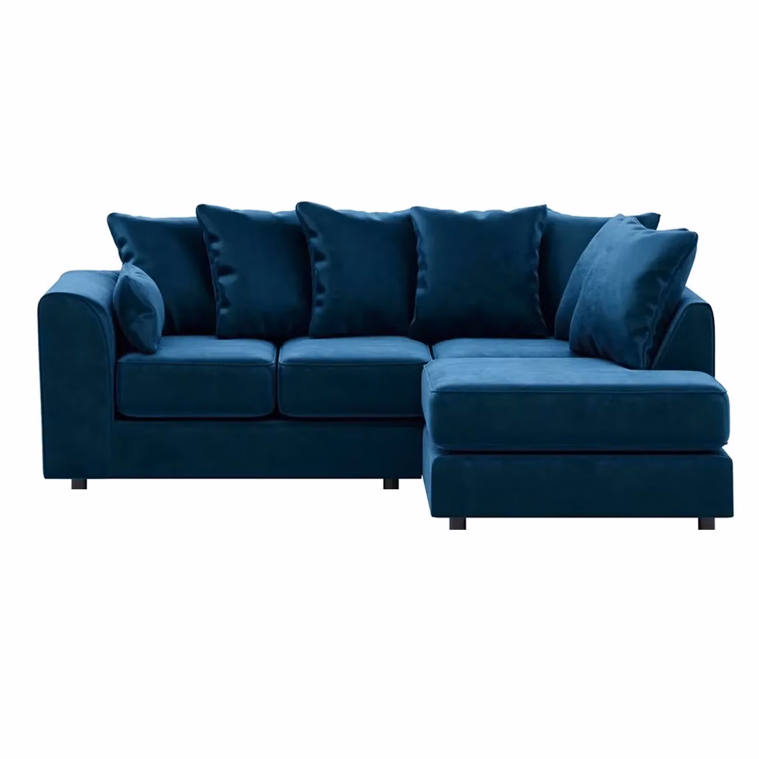 Furnishings For Less UK Brooklyn Blue Plush Velvet L Shaped Corner Sofa, 3 to 4 Seater, Right Hand Facing – 2