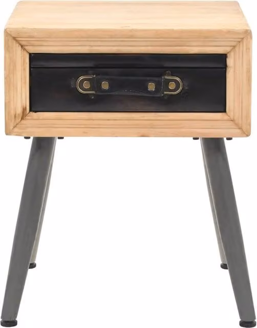 Berkfield Home Solid Fir Wood Bedside Table in Brown, W/D/H: 43 x 38 x 50 cm