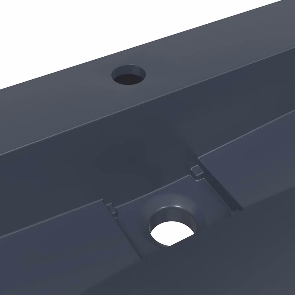 Berkfield Home Rectangular Mineral Cast Countertop Wash Basin in Anthracite Grey, W/D/H: 60 x 38 x 11 cm – 4