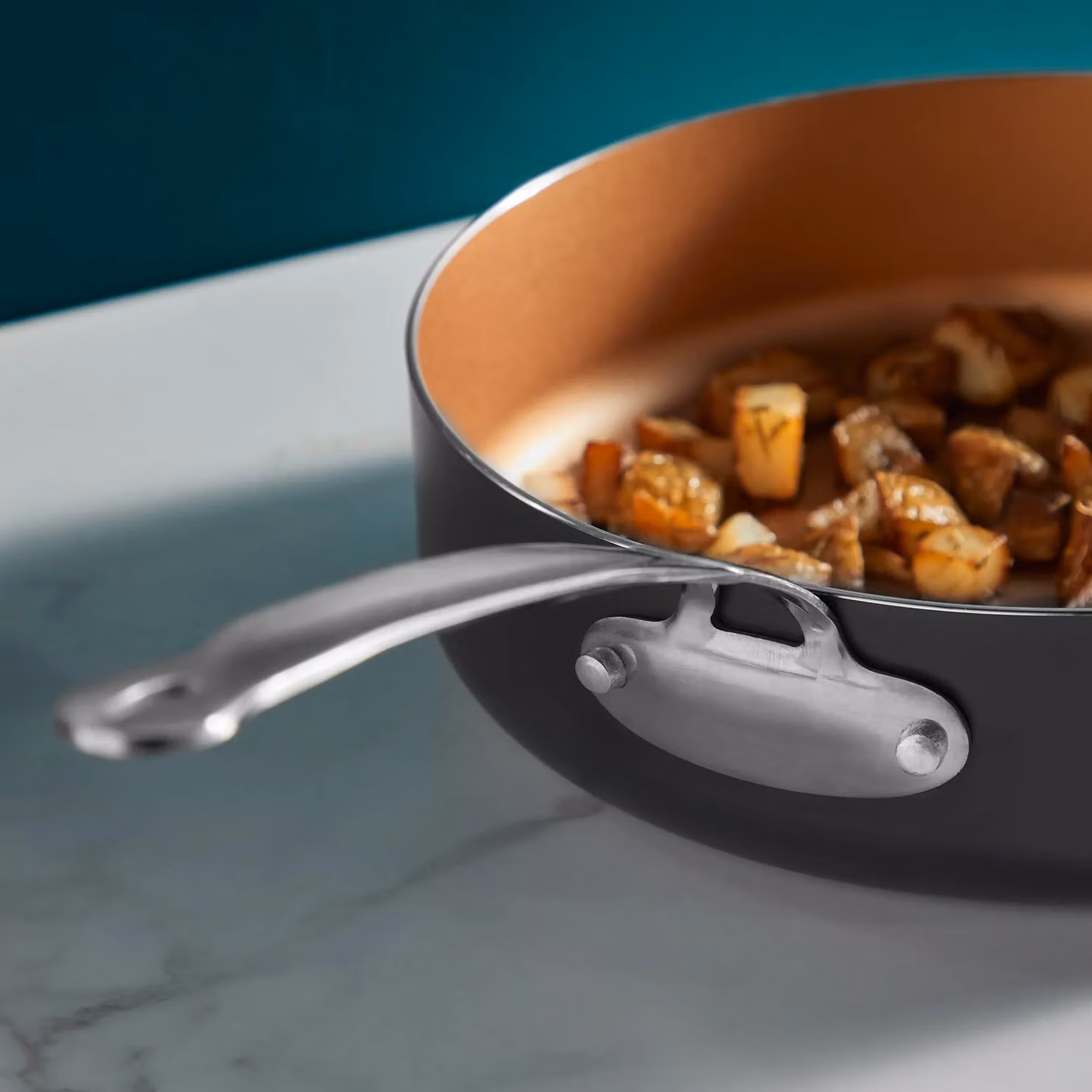 VonShef 11 Piece Non-Stick Saucepan and Frying Pan Set in Copper, Induction Safe – 5