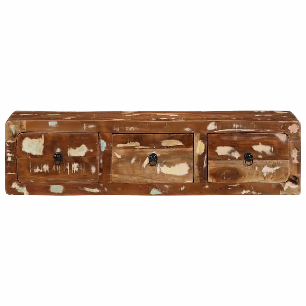 Berkfield Home Wall-mounted TV Cabinet in Brown Reclaimed Solid Wood, W/D/H: 100 x 32 x 25 cm – 2