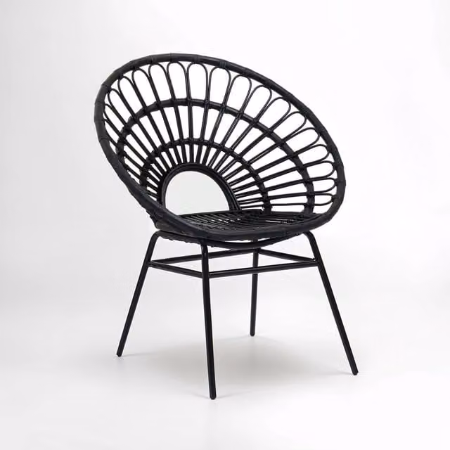 Orsina Java Black Natural Rattan Flared Back Chair