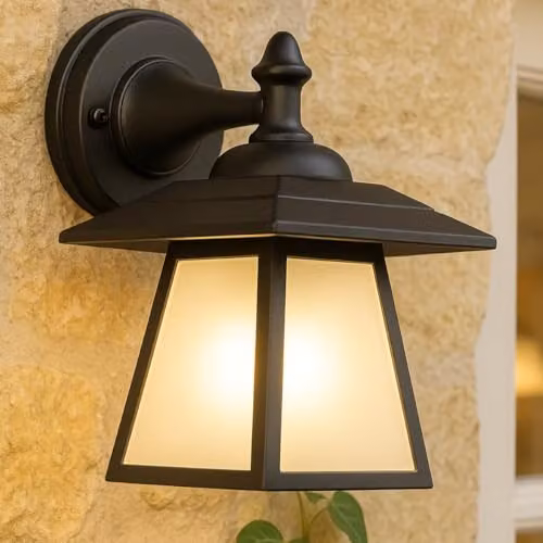 CGC Lighting Celine Black Outdoor Wall Light Vintage Aluminium Lantern with Opal Diffuser E27 IP44 – 2