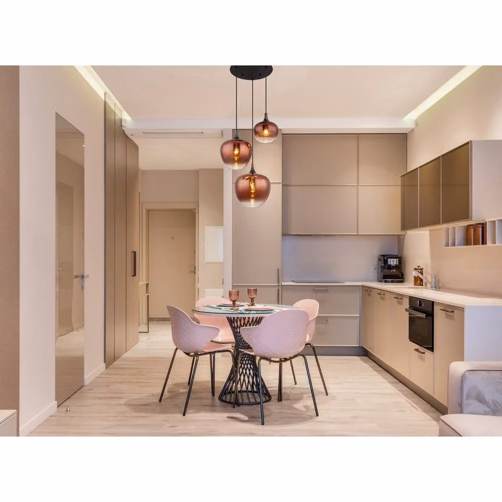 Netlighting Maxy Cluster Pendant Light in Matt Black and Copper with Transparent Glass Shades, 3x E27, Height Adjustable – 2