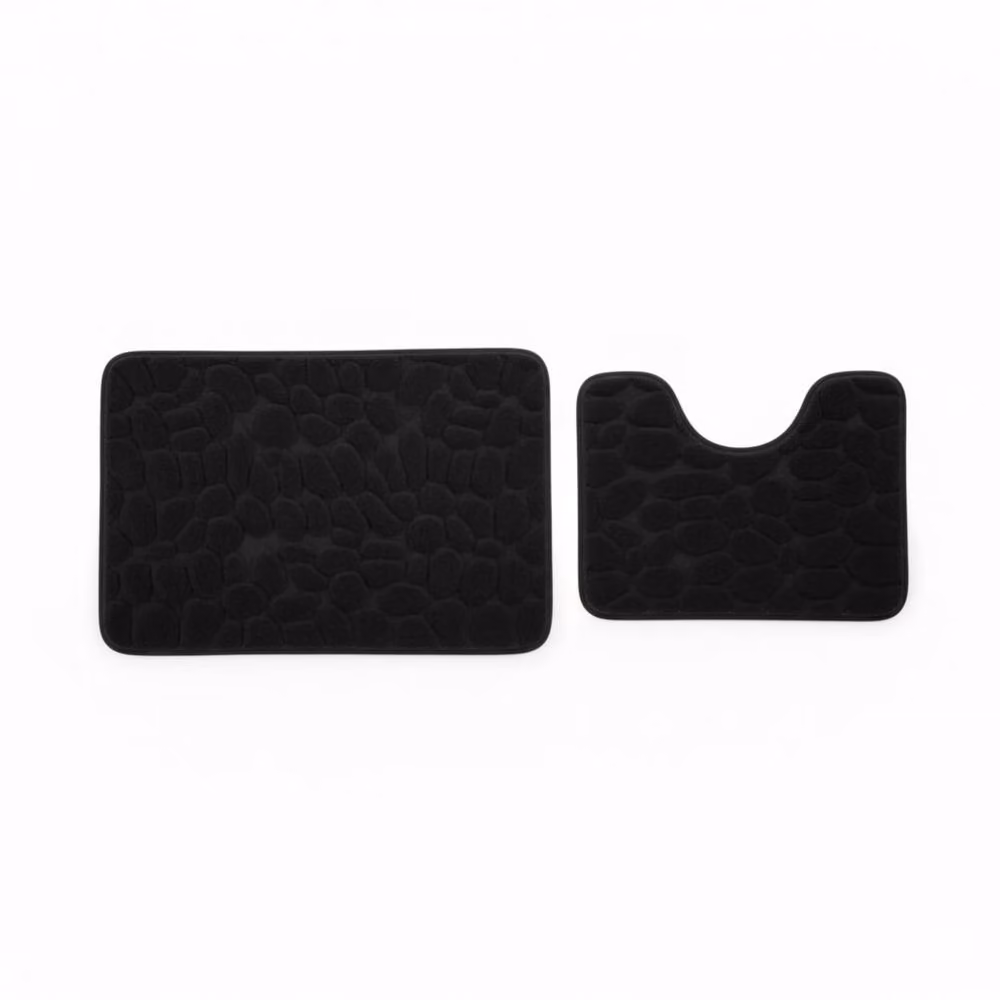 Snug City Pebble Design Memory Foam Bath Mat Set in Black, W: 80 cm, D: 50 cm – 2