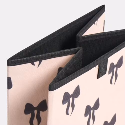 OHS Set of 2 Foldable Fabric Storage Cubes with Handles, Black, White and Beige, W/D/H: 27.0 x 27.0 x 27.0 cm – 6