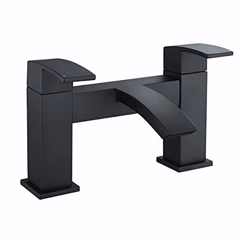 Tesa Matt Black Waterfall Bath Filler Tap with Two Handles – 2