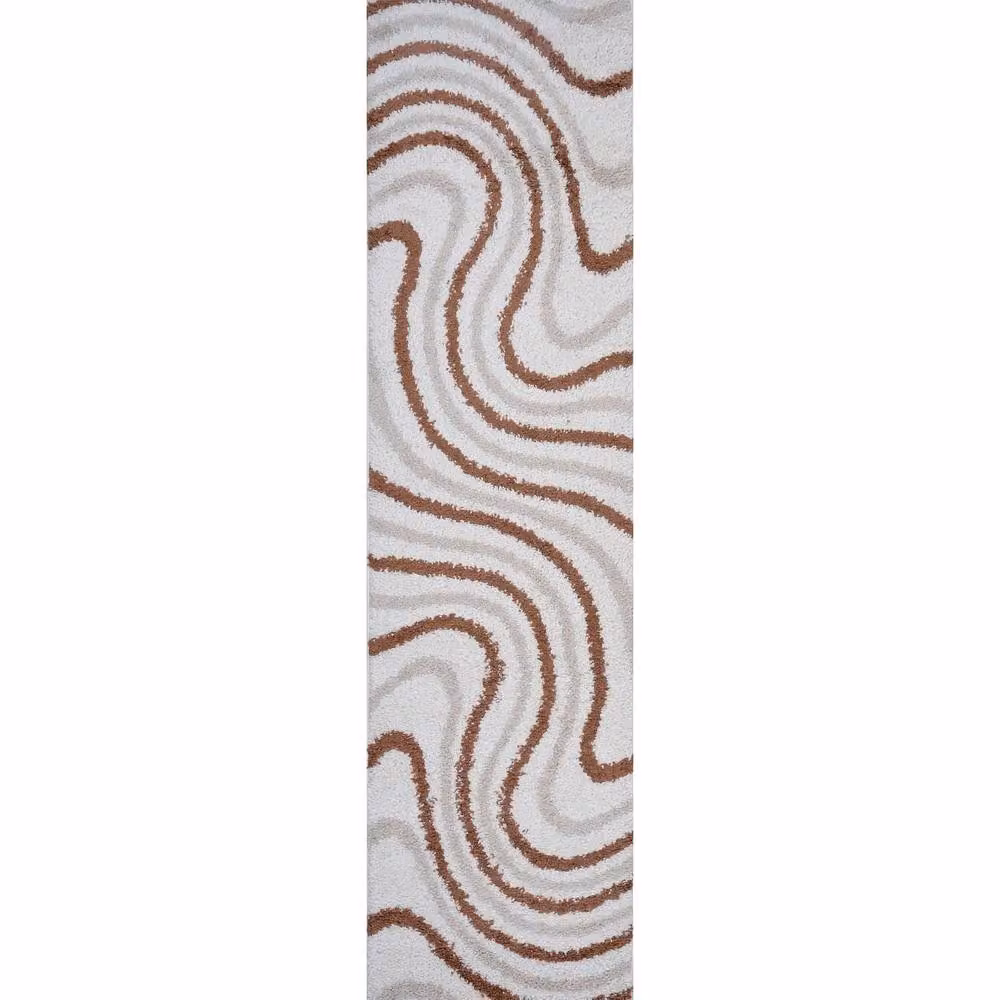 THE RUGS Moodi Wavy Design Shaggy Soft High Pile Living Room Rug in Terracotta, W: 120 cm, L: 170 cm – 5