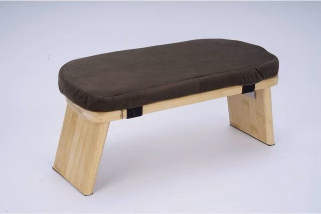 FORGEVIO Ergonomic Bamboo Meditation Bench Kneeling Stool in Natural Brown