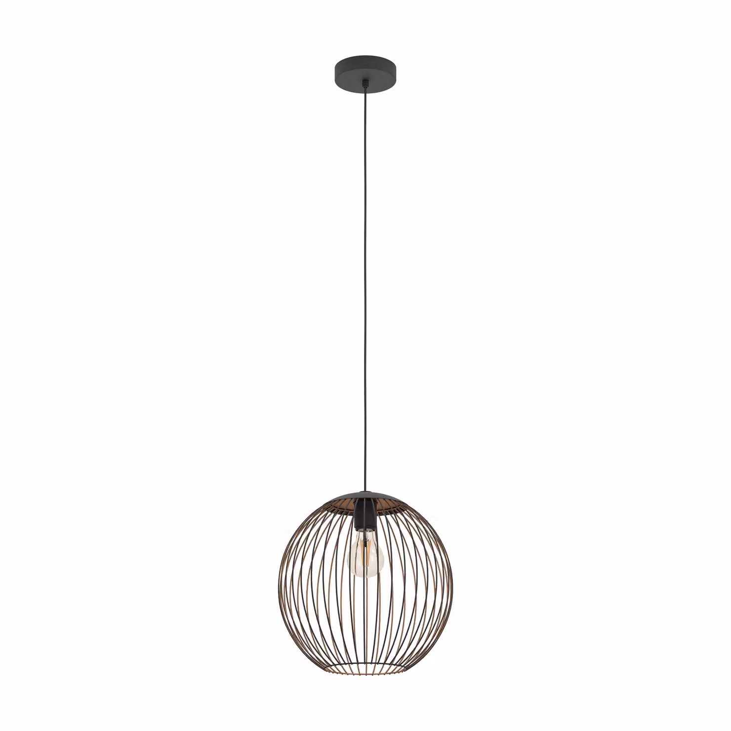 Eglo Almanzora Modern Metal Pendant Light, Black and Copper, E27 – 2