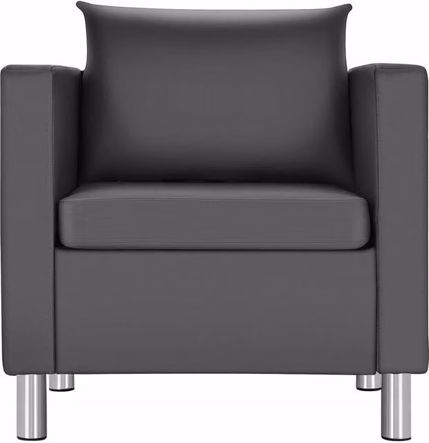 Kelvenix Grey PU Leather Single Sofa Chair with Armrests and Solid Wood Frame