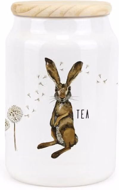 Purely Home Ceramic Tea Storage Canister in Brown and White