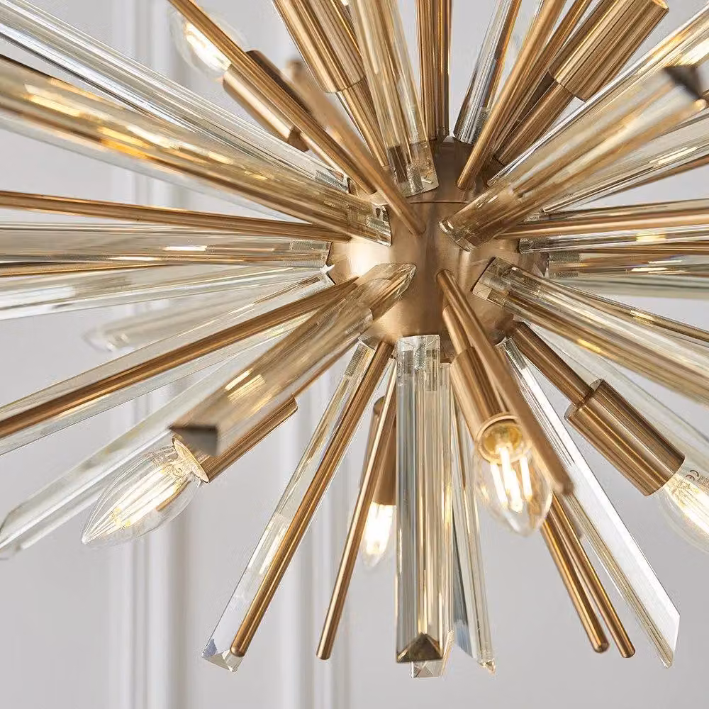 Netlighting SALERNO Modern Dimmable 8 Light Indoor Ceiling Pendant in Gold and Transparent Glass – 2