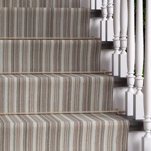 The Rug House Striped Cut To Measure Stair Runner, Beige, W: 70 cm, L: 548 cm