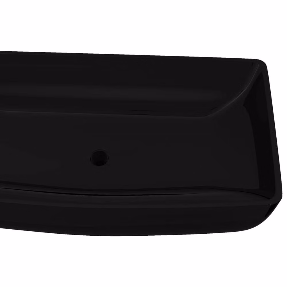 Berkfield Home Black Rectangular Ceramic Bathroom Sink Basin – 3