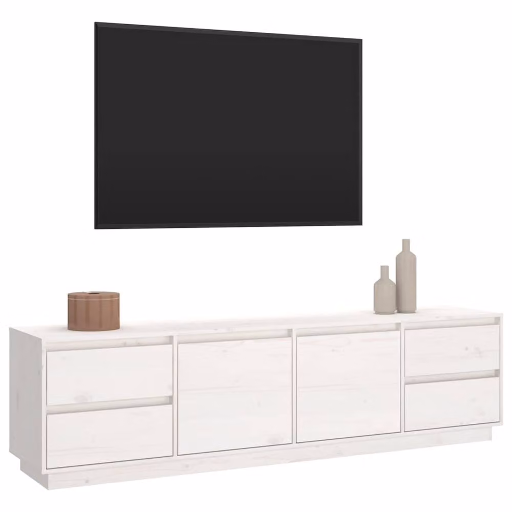 Berkfield Home White Solid Wood Pine TV Cabinet W: 176 cm, D: 37 cm, H: 47.5 cm – 3