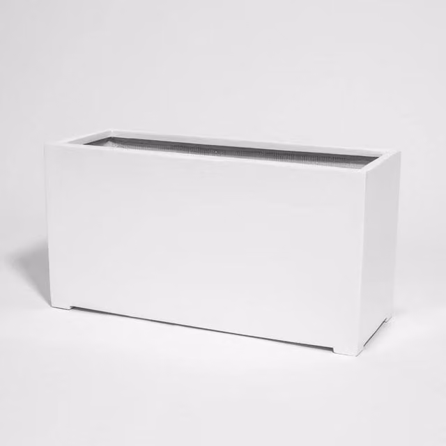 Primrose White Gloss Polystone Rectangular Trough Planter W: 80 cm, D: 40 cm, H: 30 cm