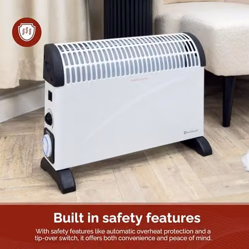 Rediffusion 2000W Freestanding Convector Heater with Timer and Adjustable Thermostat in White – 4