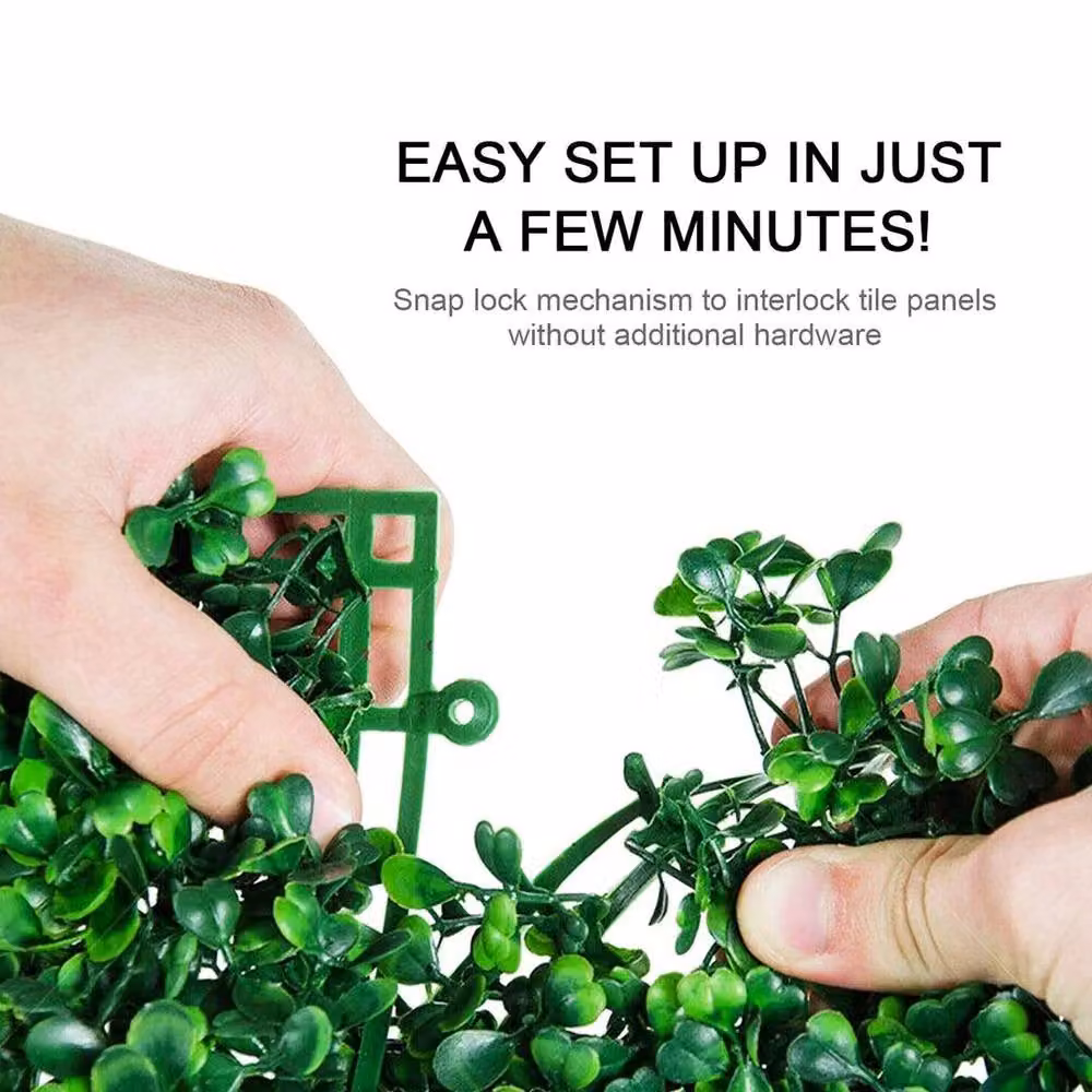 FLAVORA 18-Piece Artificial Greenery Wall Hedge Grass Fence in Green, 0.6m2 – 4