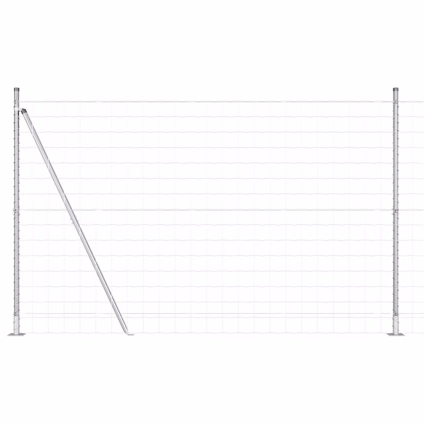 Berkfield Home Euro Fence with 7 Flanged Posts, Galvanised Steel, Silver/Grey, W: 10 m, H: 1.5 m – 2