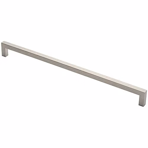 Loops Square Mitred Door Pull Handle in Brushed Silver Stainless Steel, 619 x 19 mm, 600 mm Fixing Centres