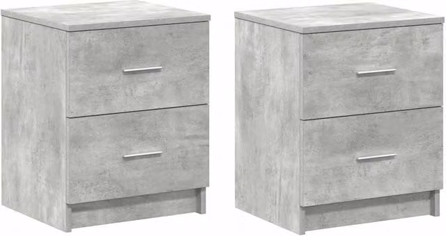 Berkfield Home Set of 2 Bedside Cabinets with 2 Drawers in Concrete Grey, W/D/H: 40 x 36 x 50 cm