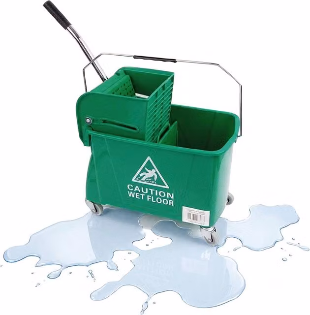 Storm Trading Group 2 x 20L Green Kentucky Mop Buckets with Wheels and Handle