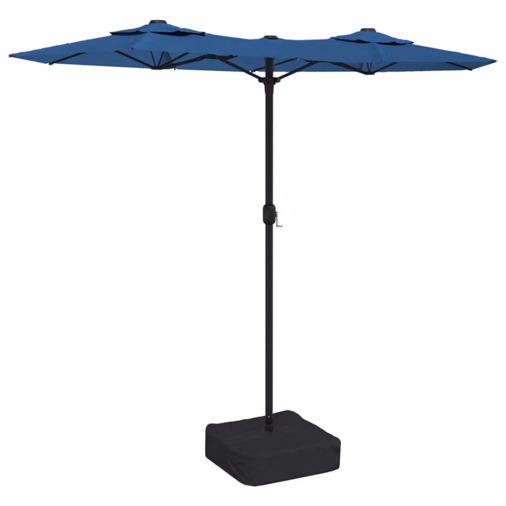 Berkfield Home Double-Head Cantilever Parasol with LEDs in Azure Blue, W: 316 cm, D: 240 cm, H: 240 cm – 2