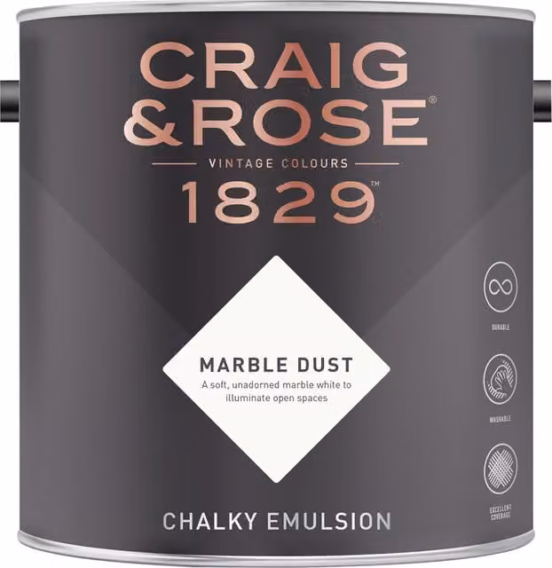 Craig and Rose Marble Dust Chalky Matt Water Based Emulsion in White