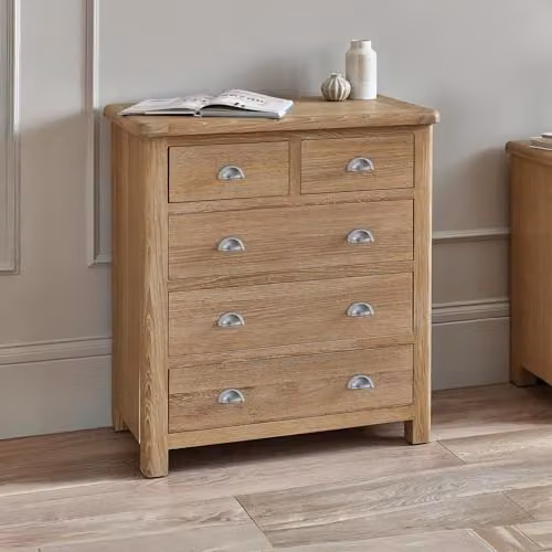 Julian Bowen Memphis 5 Drawer Chest in Limed Oak – 1