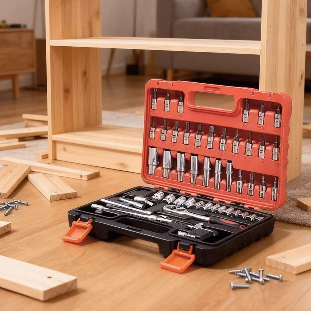 SPETLEK 53-Piece Home and Car Repair Tool Set in Red with Chrome Vanadium Sockets, Bits and Wrenches, W: 520 mm – 3