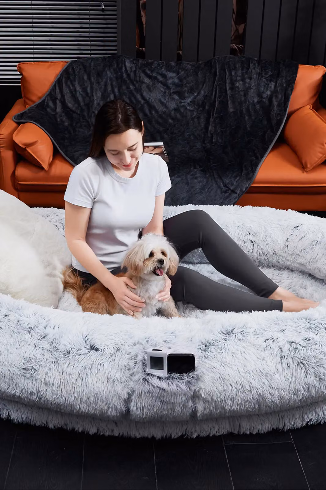 Ezysleep Faux Fur Human and Pet Bed in Grey – 3
