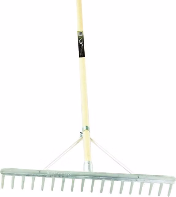 Pegdev 18 Tooth Aluminium Garden Gravel Rake with Hardwood Handle in Metallic Silver, Head Width: 70 cm