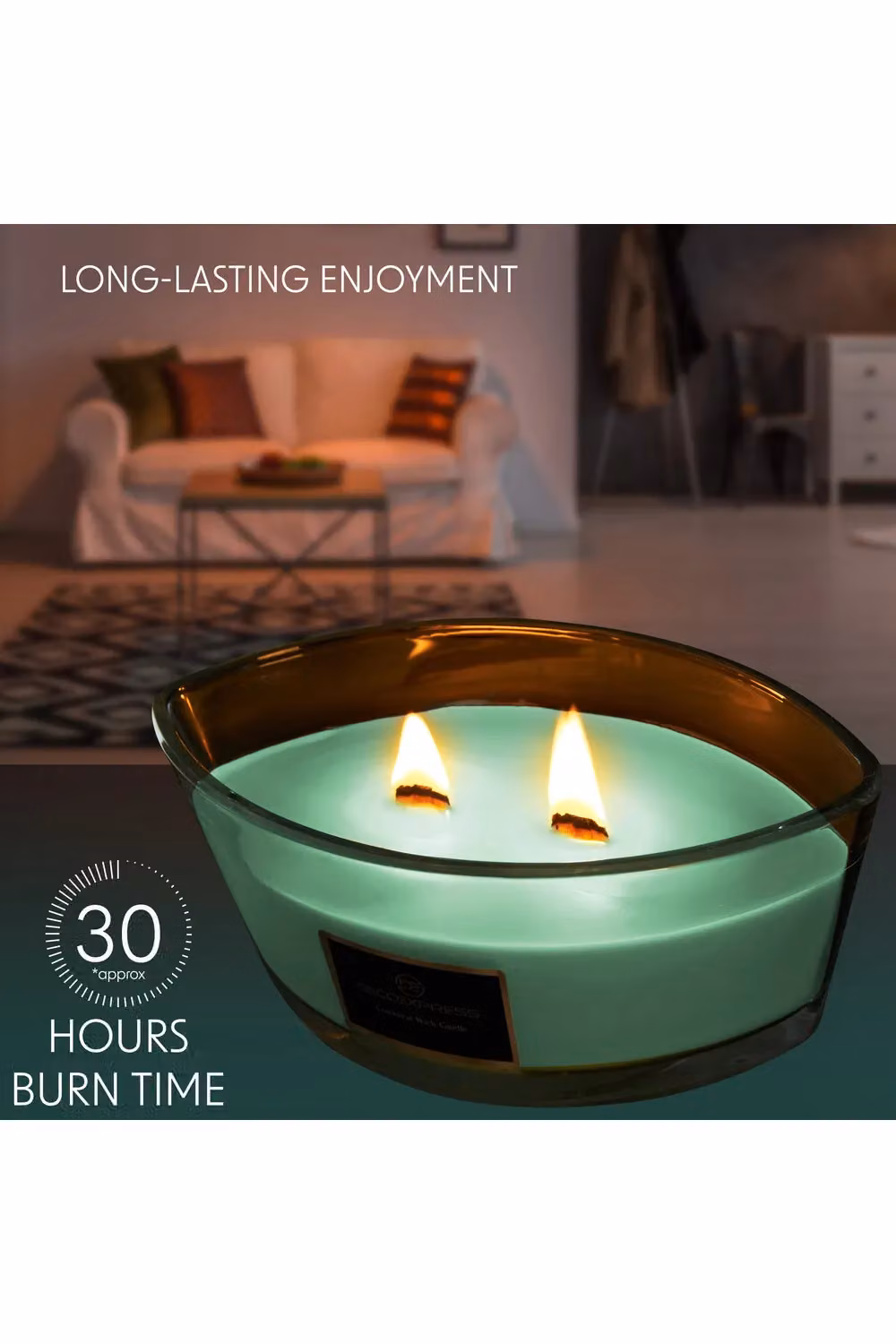 Deco Express Fresh Sheets Scented Woodwick Crackle Candle in Green – 9