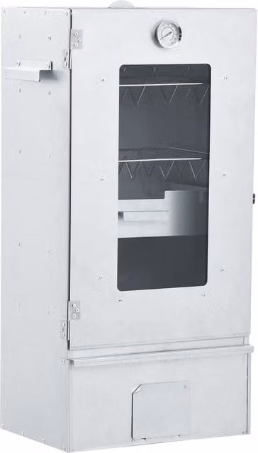 Berkfield Silver BBQ Oven Smoker with Thermometer and 1kg Wood Chips, W/D/H: 44.5 x 29 x 83 cm