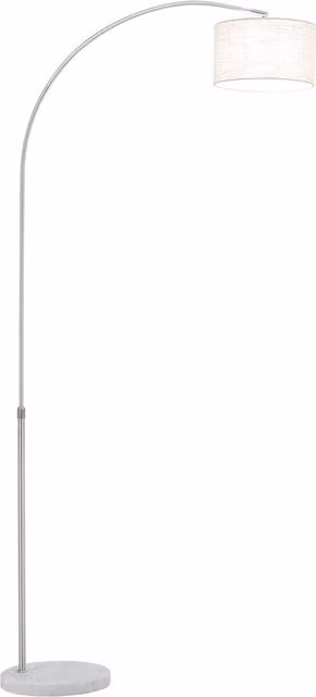 Living Star Modern Arched Floor Lamp with Adjustable White Fabric Shade and Marble Base in Beige and White
