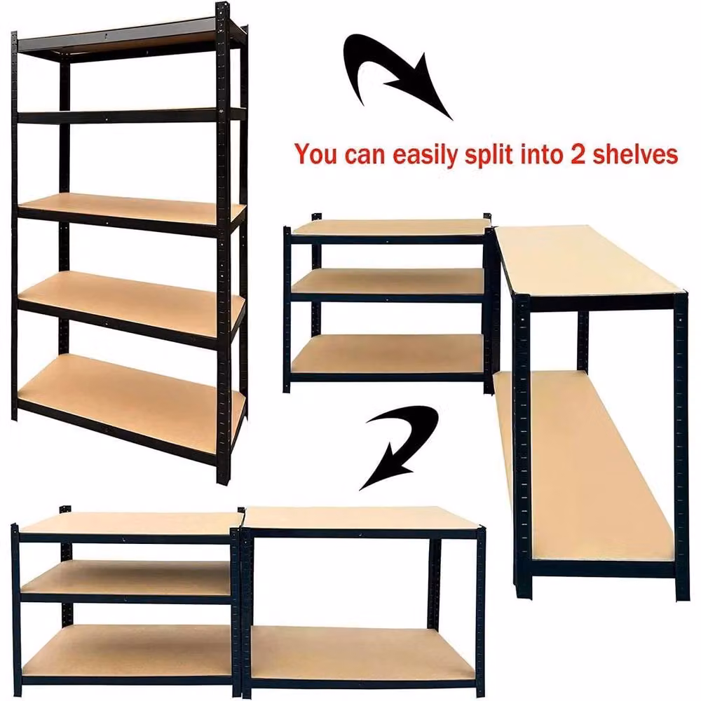 EONLION 5 Tier Boltless Metal Garage Racking Unit in Black, W/D/H: 100 x 40 x 200 cm – 2
