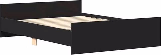 Berkfield Home Durable Bed Frame with Headboard and Footboard in Black, W/D/H: 140 x 200 x 50 cm