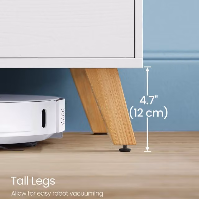 VASAGLE Modern White TV Cabinet with Adjustable Shelves