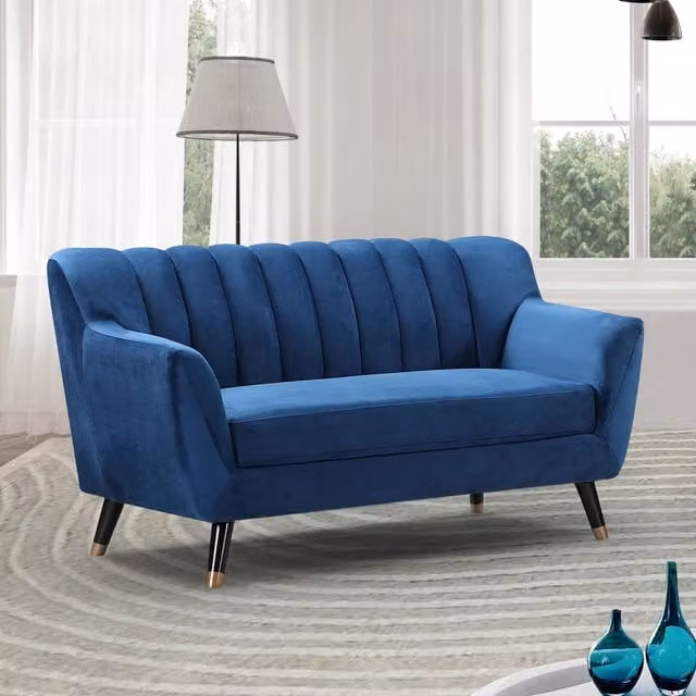 Artemis Home Morgan 2 Seat Blue Velvet Upholstered Sofa