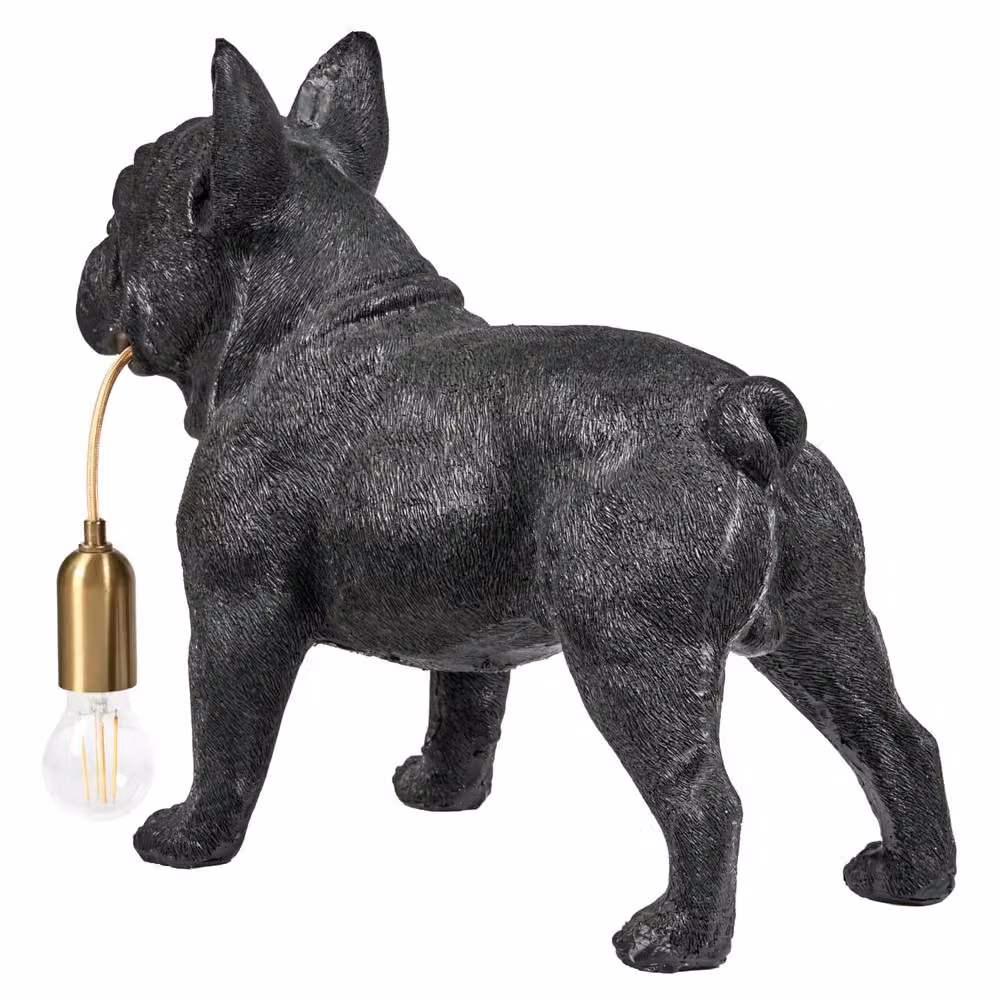 Wyld and Coco Black Polyresin Dog Table Lamp with LED Light – 5