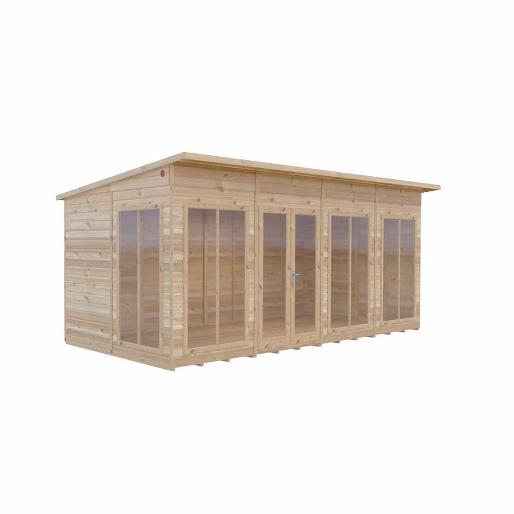 Shires Lela 16x8 Wood Summerhouse in Light Brown, W: 476 cm, D: 244.8 cm, H: 227.5 cm – 2