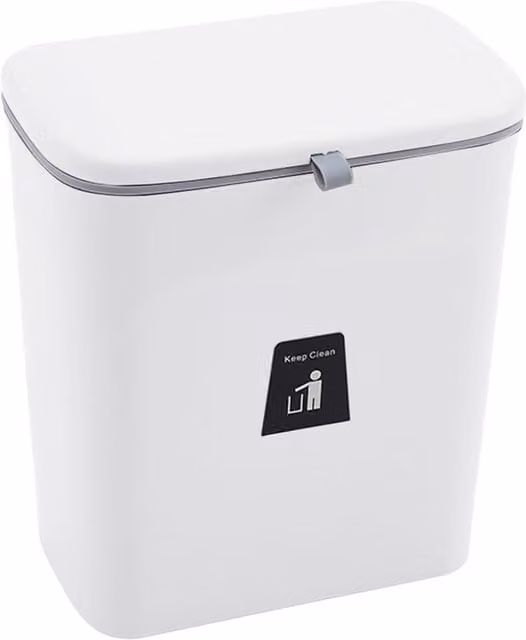 Livingandhome White Plastic Kitchen Compost Bin with Flip Lid for Countertop or Wall Mounted Under Sink Use