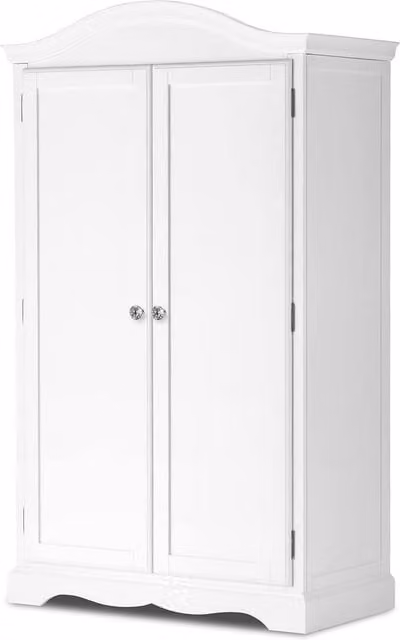 Romance French Double Wardrobe with Crystal Handles in White