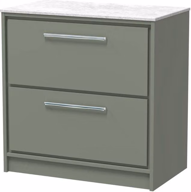Balterley 800mm Floor Standing 2-Drawer Vanity with Marble Worktop, Fern Green